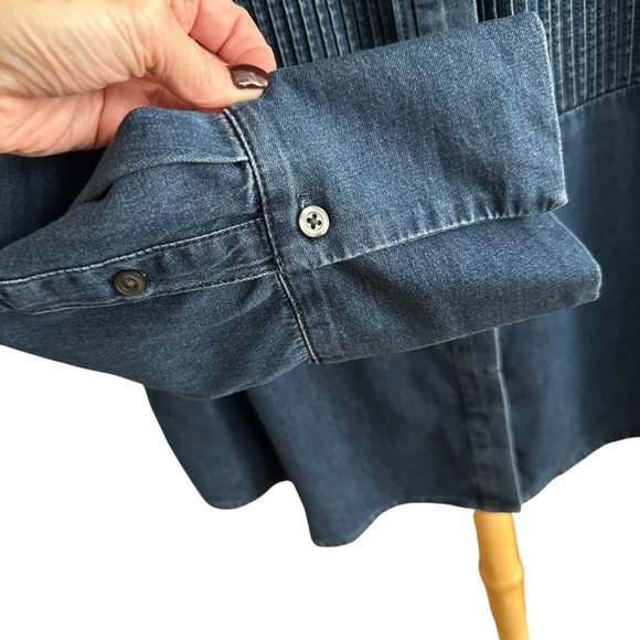 BANANA REPUBLIC Denim Tuxedo Shirt Long Sleeve Button Up Western Casual Size XL - Picture 5 of 13